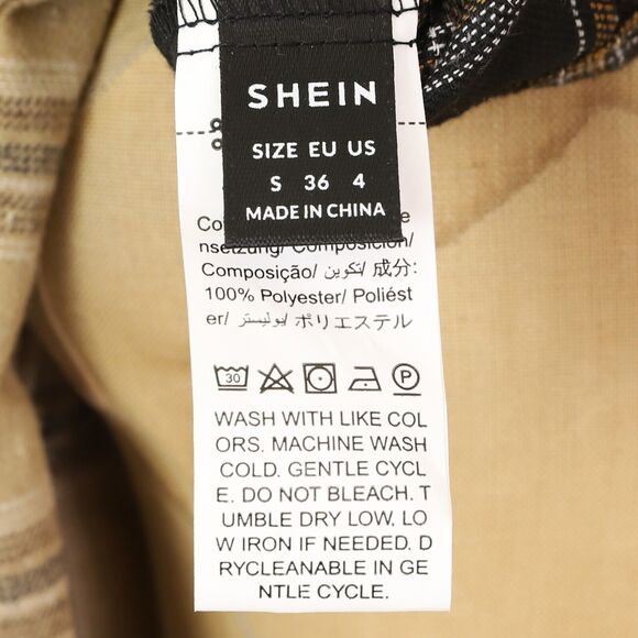 SHEIN EZwear Plaid Drop Shoulder Colorblock Shirt Size S Multicolor Cropped B48 - Picture 6 of 6